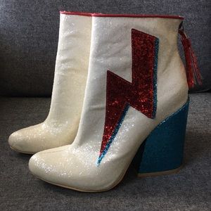 YRU Glitter Ziggy White/Red/Blue Platform Boots